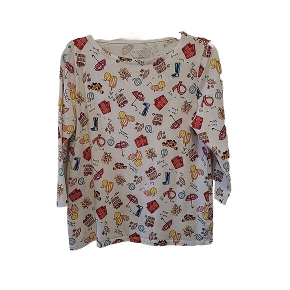 Talbots Top Novelty Print Boots Fall Umbrella Large Matching Scarf - Picture 2 of 12